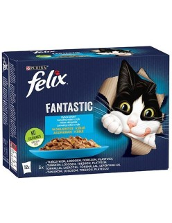 Comida para gato Purina Fantastic Salmón Atún Bacalao 12 x 85 g