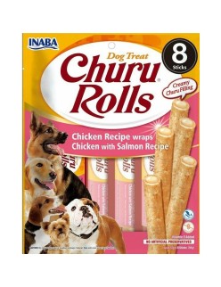 Snack pour chiens Inaba Churu Rolls Chicken with salmon Poulet Saumon Poisson 8 x 12 g