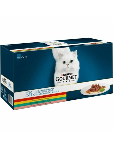 Katzenfutter Gourmet Perle Mix Huhn Lachsfarben Fisch Rindfleisch Hase 60 x 85 g