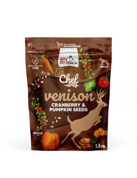 Futter SYTA MICHA Chef Rindfleisch Hirsch Heidelbeeren 1,5 Kg Kürbiskerne