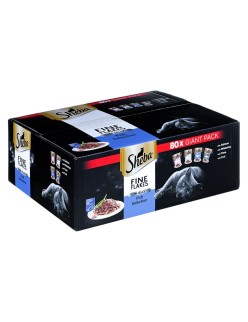 Comida para gato Sheba Fine Flakes Salmón Atún Pescado Bacalao 80 x 85 g