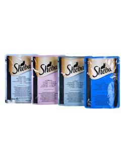 Comida para gato Sheba Fine Flakes Salmón Atún Pescado Bacalao 80 x 85 g