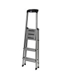 Scala Pieghevole a 3 Scalini Krause 126313 Argentato Alluminio