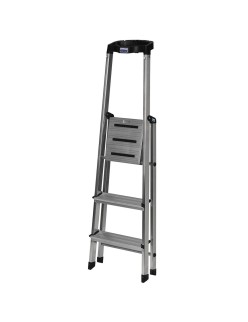 Scala Pieghevole a 3 Scalini Krause 126313 Argentato Alluminio