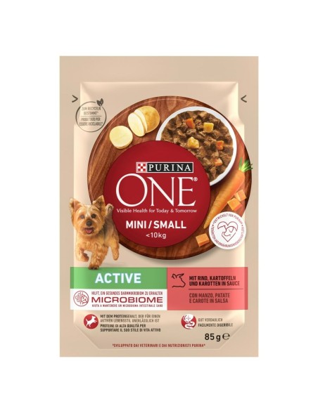 Nassfutter Purina Mini/Small Active Beef Rind und Kalbfleisch 85 g