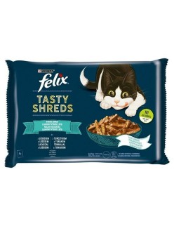 Aliments pour chat Purina Tasty Shreds Saumon Thon 4 x 80 g