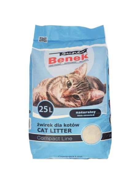 Arena para Gatos Super Benek Compact Natural Beige 25 L