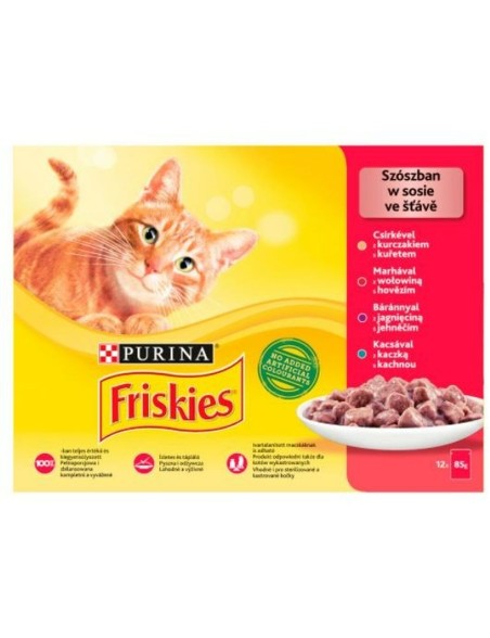 Aliments pour chat Purina Friskies Mix Poulet Veau Agneau Canard 12 x 85 g