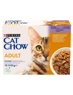 Comida para gato Purina Cat Chow Adult 1+ Borrego 10 x 85 g