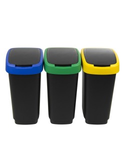 Waste bin Rotho Twist Blue Black Red Green 25 L Plastic