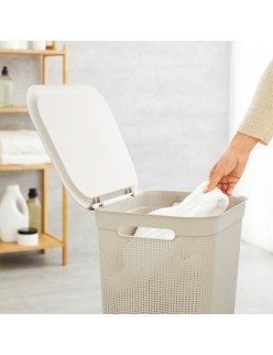 Laundry Basket Rotho Brisen Black 50 L Plastic