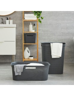 Laundry Basket Rotho Brisen Black 50 L Plastic