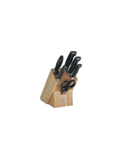 Küchenmesserset und Halterung Zwilling 35068-002-0 Schwarz Stahl Bambus Edelstahl Kunststoff 7 Stücke