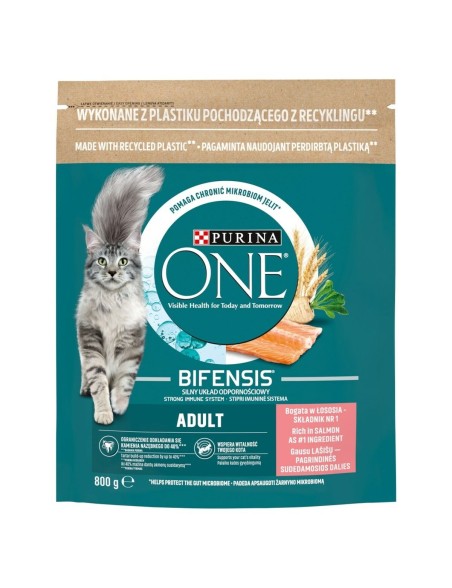 Katzenfutter Purina One Bifensis Adult Erwachsener Lachsfarben 800 g