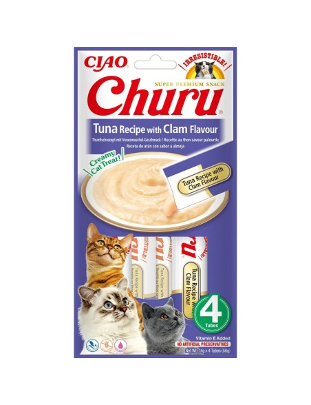 Snack für Katze Inaba Churu 4 x 14 g Meeresfrüchte Thunfisch