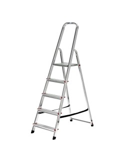 Escalera plegable de 5 peldaños Krause 729 Plateado Acero Inoxidable Aluminio