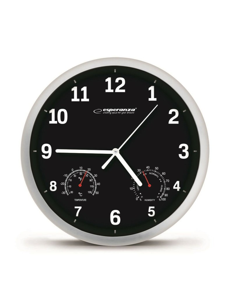 Orologio da Parete Esperanza EHC016K Nero Vetro Plastica 25 cm