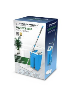 Mop with Bucket Esperanza EHS004 Azzurro Bianco Microfibra