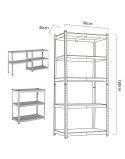 Shelves Greenblue GB378 180 x 90 x 40 cm Grey Galvanised Steel MDF Wood 75 Kg