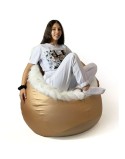 Puff GO GIFT Branco Ouro Oxford tejido antidesgarros