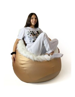 Puff GO GIFT Branco Ouro Oxford tejido antidesgarros
