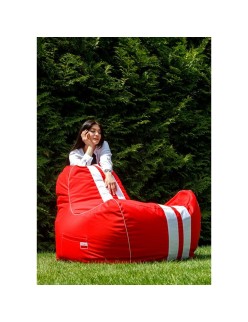 Puff GO GIFT Branco Vermelho Oxford tejido antidesgarros 140 x 100 x 100 cm 140 x 100 cm