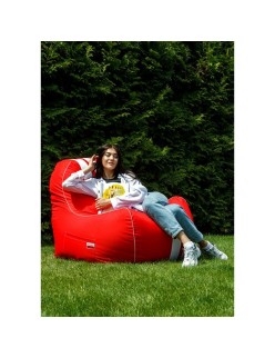 Puff GO GIFT Branco Vermelho Oxford tejido antidesgarros 140 x 100 x 100 cm 140 x 100 cm