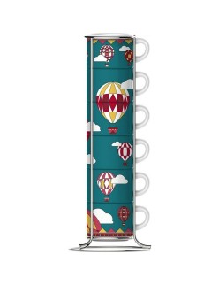 Ensemble de 6 tasses à café Bialetti Winter Wonderland Turquoise Porcelaine 80 ml 6 Pièces (6 Unités)