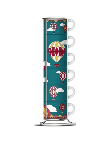 Ensemble de 6 tasses à café Bialetti Winter Wonderland Turquoise Porcelaine 80 ml 6 Pièces (6 Unités)