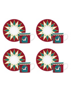 Ensemble de tasses à café Bialetti Winter Wonderland Turquoise Porcelaine 80 ml 4 Unités