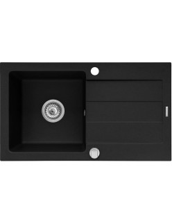 Lavello a Una Vasca Pyramis Sparta Plus Nero 78 x 48 cm