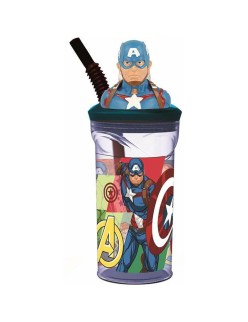 Bicchiere con Cannuccia The Avengers Seven Wonders Captain America 360 ml