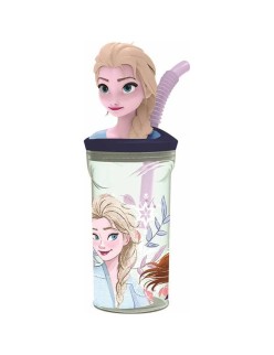 Bicchiere con Cannuccia Frozen Snowy Tale 360 ml