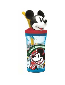 Becher mit Strohhalm Mickey Mouse True Champions 360 ml