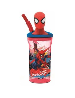 Becher mit Strohhalm Spider-Man Moving Target 360 ml 3D