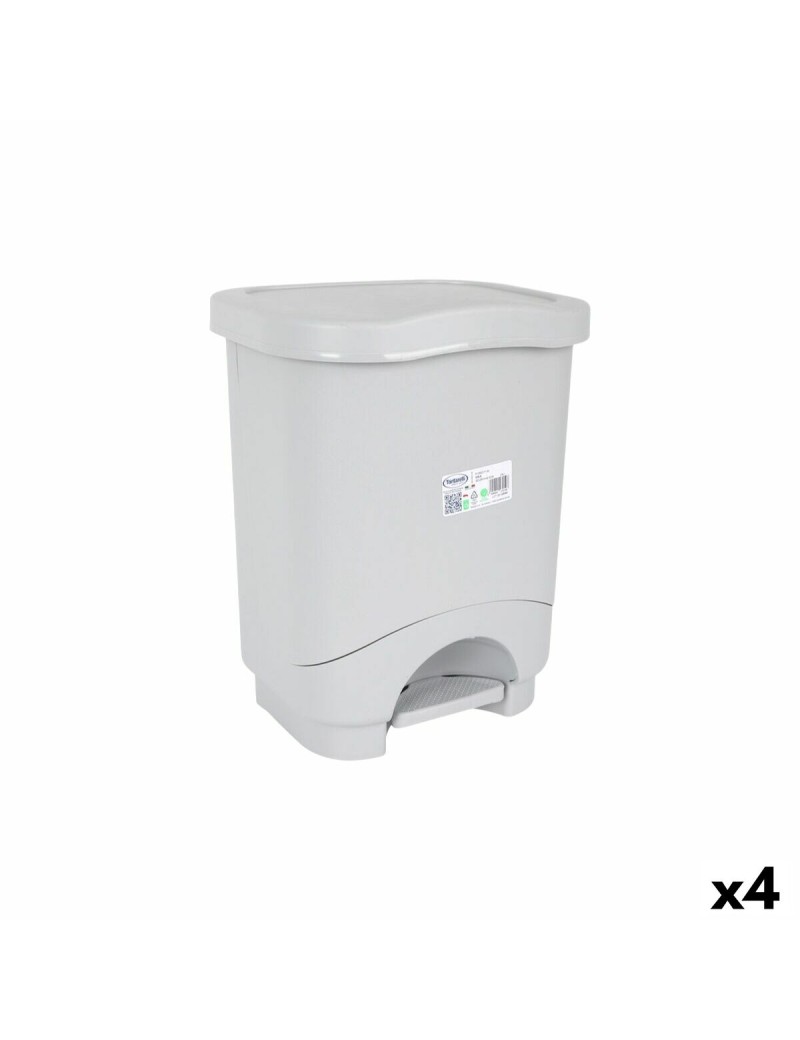 Cubo de Basura con Pedal Tontarelli Idea Gris 24 L (4 Unidades)