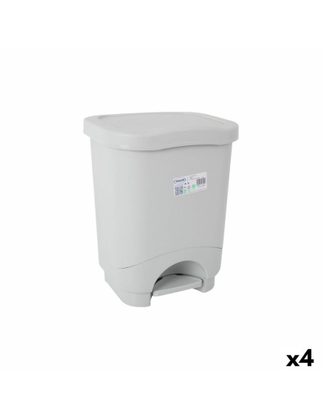 Cubo de Basura con Pedal Tontarelli Idea Gris 18 L (4 Unidades)