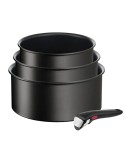 Casserole avec Couvercle Tefal L3979202 Noir Aluminium Ø 18 cm Ø 20 cm Ø 16 cm (3 Unités) (4 Unités)