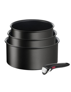 Casserole avec Couvercle Tefal L3979202 Noir Aluminium Ø 18 cm Ø 20 cm Ø 16 cm (3 Unités) (4 Unités)