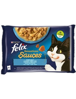 Comida para gato Purina Felix Sensations Bacalao Zanahoria Tomate 4 x 85 g