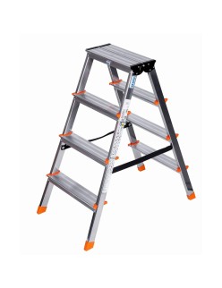 Escalera plegable de 4 peldaños Krause 120403 Plateado Aluminio