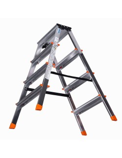 Escalera plegable de 4 peldaños Krause 120403 Plateado Aluminio