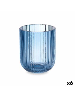 Bicchiere Righe Azzurro Cristallo 270 ml (6 Unità)