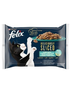 Katzenfutter Purina Deliciously Lachsfarben Thunfisch Kabeljau 4 x 80 g
