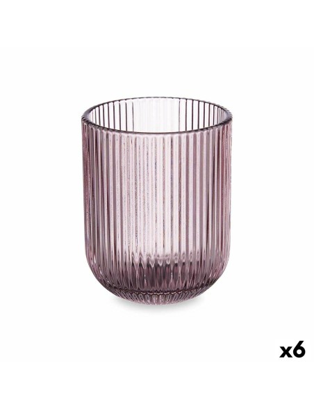 Verre Rayures Rose Verre 270 ml (6 Unités)