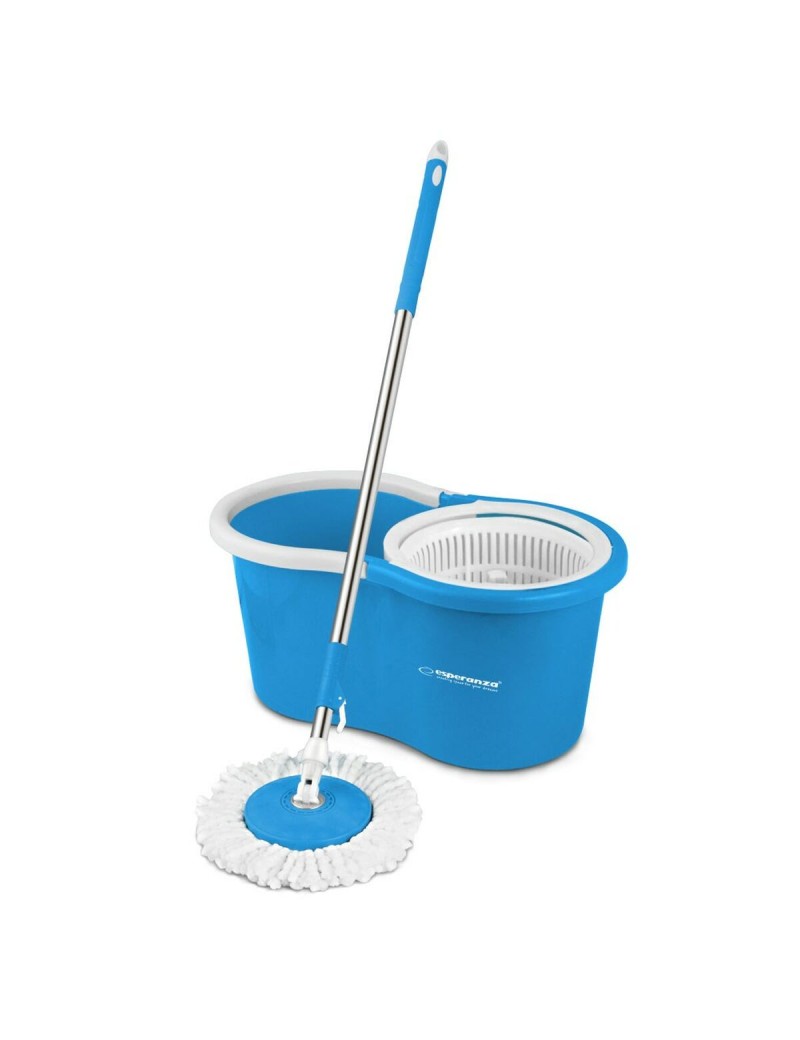Mop with Bucket Esperanza EHS005 Azzurro Bianco Microfibra