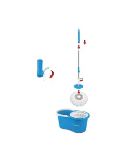 Mop with Bucket Esperanza EHS005 Azzurro Bianco Microfibra