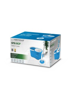 Mop with Bucket Esperanza EHS005 Azzurro Bianco Microfibra