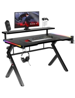 Mesa de Escritório Gaming Huzaro HZ-Hero 5.0 RGB Preto Aço Fibra de carbono 116 x 69,5 x 59 cm