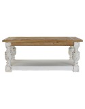 Mesa de apoio DKD Home Decor Abeto Alumínio Branco Marrom claro 120 x 70 x 50 cm Madeira MDF